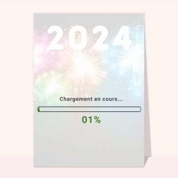 carte de voeux 2024 pour geek : Chargement de l`année 2024
