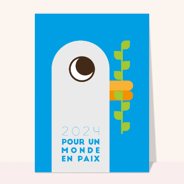 carte de voeux 2023 et message de paix : Tête de colombe et rameau d`olivier