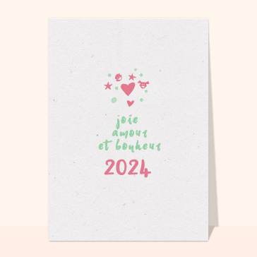Joie amour bonheur et petits coeurs cartes de voeux 2023 et messages de paix