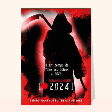 carte de voeux 2024 affiche de film : carte de voeux 2024 film d`horreur