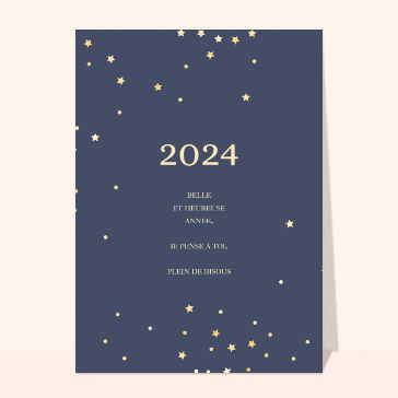 Carte de voeux classique 2023 : Je penses à toi sur fond nuit