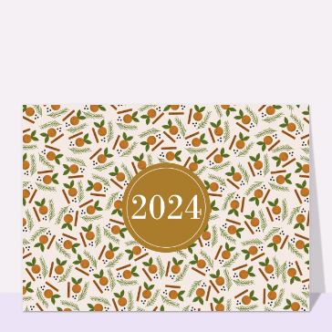 Bonne année 2024 et motif d`oranges