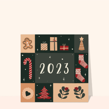Carte de voeux classique 2023 : Ambiance des fêtes de fin d`année