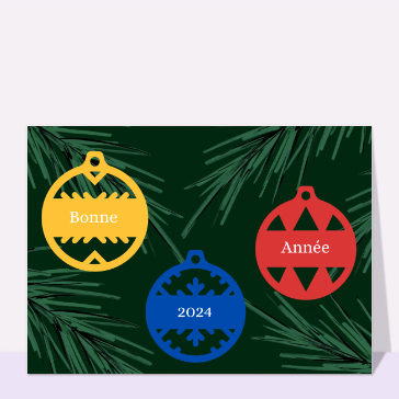 Carte de voeux classique 2023 : Bonne année dans des boules de Noël