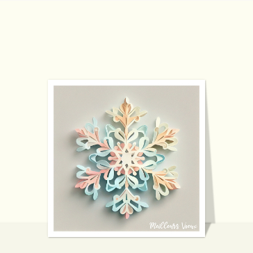 Carte Flocon en papier meilleurs voeux beige