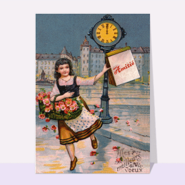 carte de voeux ancienne 2023 : Amitié et mes meilleurs voeux
