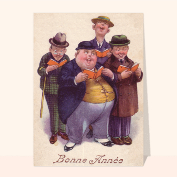 carte de voeux ancienne 2023 : Chanteurs de la bonne année 2023 