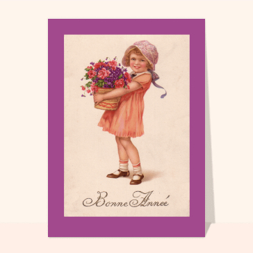 bonne année 2023 petite fille et son panier
