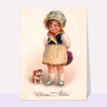 Bonne année 2024 de la petite et son chaton