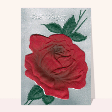 carte de voeux ancienne 2023 : Best Wishes avec une rose