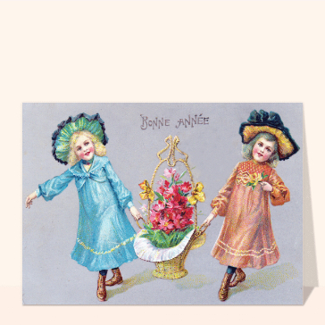Fillettes et bouquet de la bonne année 2023 