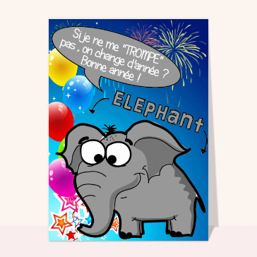 carte de voeux 2023 animaux rigolos : La trompe de l'éléphant