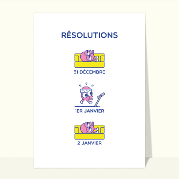Carte de voeux humour 2023 : Les résolutions après de 2 janvier