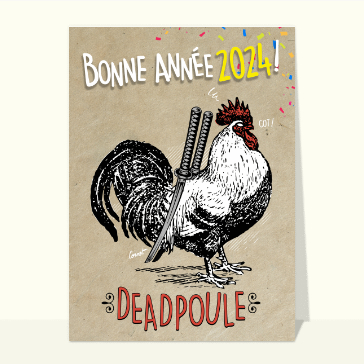 Bonne année Dead Poule Cartes de voeux humour 2024