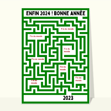 Carte de voeux originale pour 2024 : Labyrinthe vers la nouvelle année 2024 