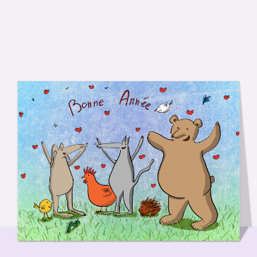 Bonne année 2024 les animaux en coeur