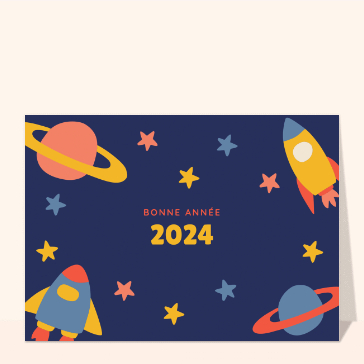 carte de voeux 2023 enfant et mignonne : nouvelle année 2023 la tête dans l`espace