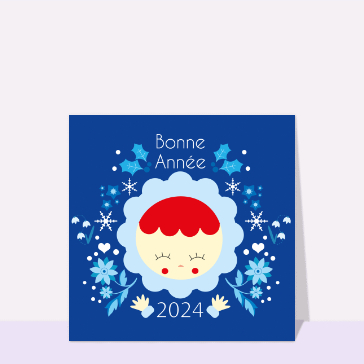 Carte Bonne année 2024 perces neige