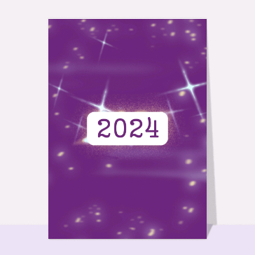 Carte de voeux entreprise originale 2024 : La nouvelle année 2024 sur fond violet