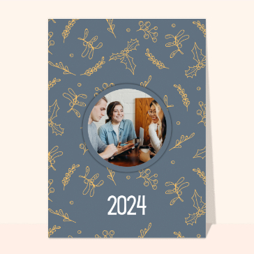 Carte de voeux entreprise personnalisable 2024 : Voeux professionnels 2024 et Gui