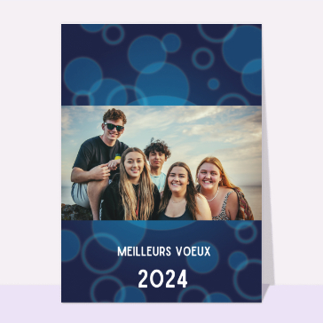 Carte de voeux entreprise personnalisable 2024 : Meilleurs voeux 2024 et bulles bleues