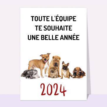 Carte de voeux entreprise humour 2023 : Belle année de l`équipe des chiens