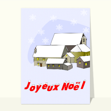 Carte de Noël enfant : Village sous la neige