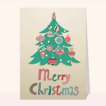Carte de Noël enfant : Bel arbre de Noël Merry Christmas