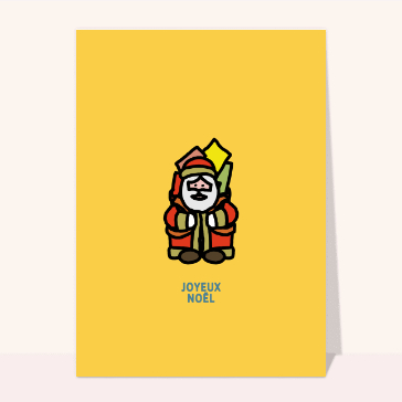 Carte de Noël enfant : Le petit papa Noël sur fond jaune