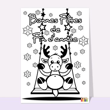 Carte de Noël enfant : Coloriage renne