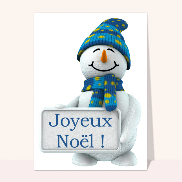 Carte de Noël enfant : Bonhomme de neige joyeux noel