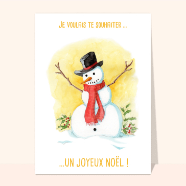 Carte Joyeux Noël joli bonhomme de neige