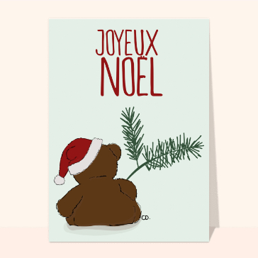 Carte de Noël enfant : Joyeux Noël petit ourson