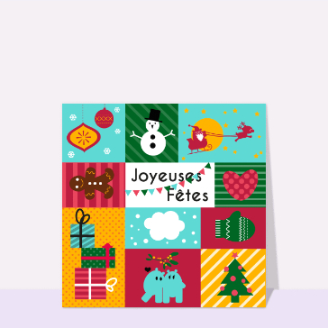 Carte de Noël enfant : Joyeuses fêtes et guirlandes d`amour