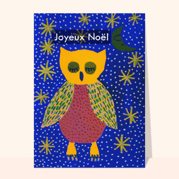Carte Joyeux Noël petit hibou