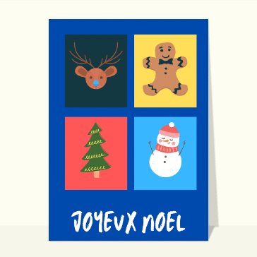 Carte de Noël enfant : Joyeux Noël enfant pop art bleu