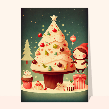 Carte Cupcake sapin de Noël