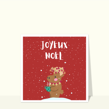 Carte de Noël enfant : Joyeux Noël et renne mignon