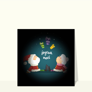 Carte Joyeux Noël papa et maman Noël