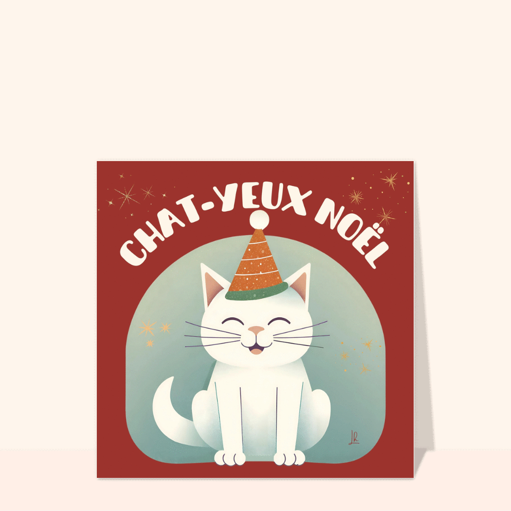 Chat joyeux pour un Noël festif et drôle - Carte de noël humour