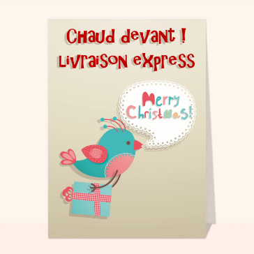 Carte de Noël humour : Livraison express cadeau de noël