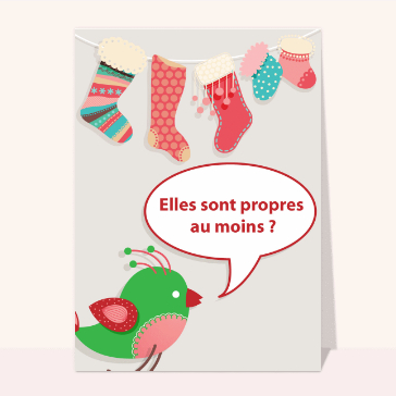 Carte de Noël humour : Elles sont propres les chaussettes