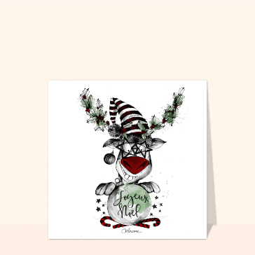 Carte de Noël humour : Joyeux Noël du renne magicien