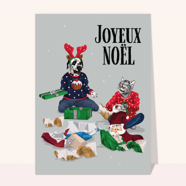 Carte de Noël humour : Joyeux Noël du dalmatien et du chat