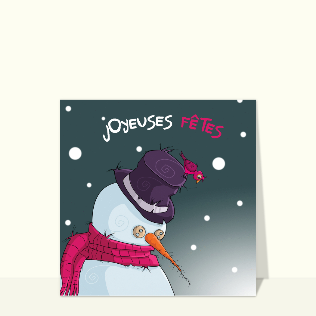 Carte Joyeuses Fêtes Et Bonhomme De Neige : Envoyer une vraie Carte De