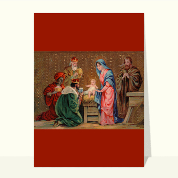 Carte de Noël religieuse : Tableau de la nativité