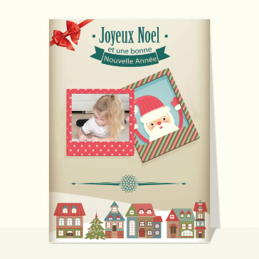 Carte noël personnalisée : Votre photo à côté du père Noël