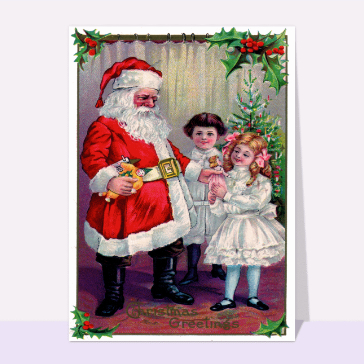 Santa Claus et deux petits enfants