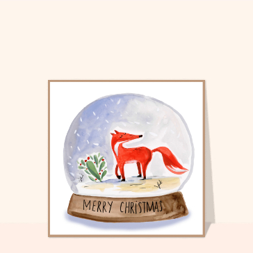 Noël : Merry Christmas Renard dans une boule à neige