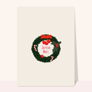 Carte de Noël minimaliste : Joyeux Noël dans une couronne